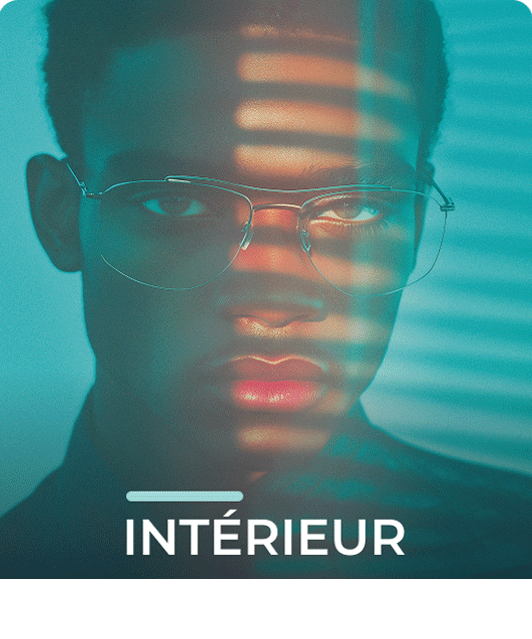 Photo illustration homme à lunettes pour les verres optiques d'intérieur Sélective BBGR