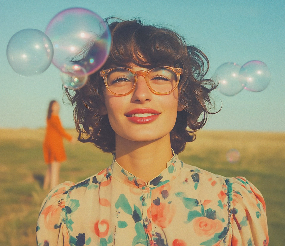 Photo illustration femme à lunettes pour les verres optiques Sélective BBGR