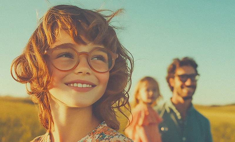 Photo illustration fillette et famille à lunettes pour les verres optiques Sélective BBGR